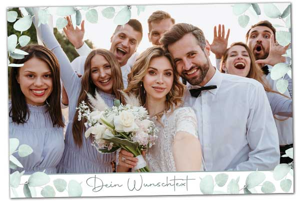 deko-Eukalyptus-Hochzeit Einzelfoto Print mit Eukalyptus Elementen als overlay