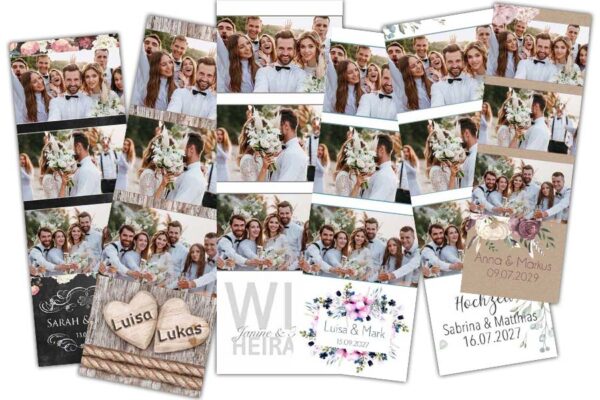 Retro Fotostreifen Ausdrucke der Fotobox Hochzeit