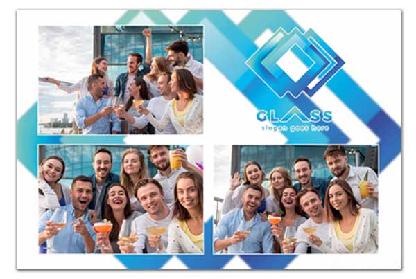 Betriebsfest Fotobox Ausdruck auf 3er Collage mit Firmenlogo