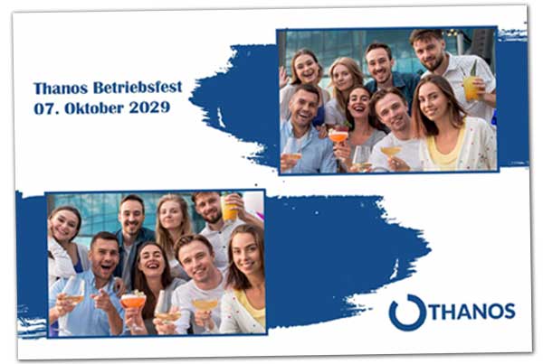 Firmenfeier-Fotobox Spaß auf der Fotobox Feier mit Betriebslogo und Thema